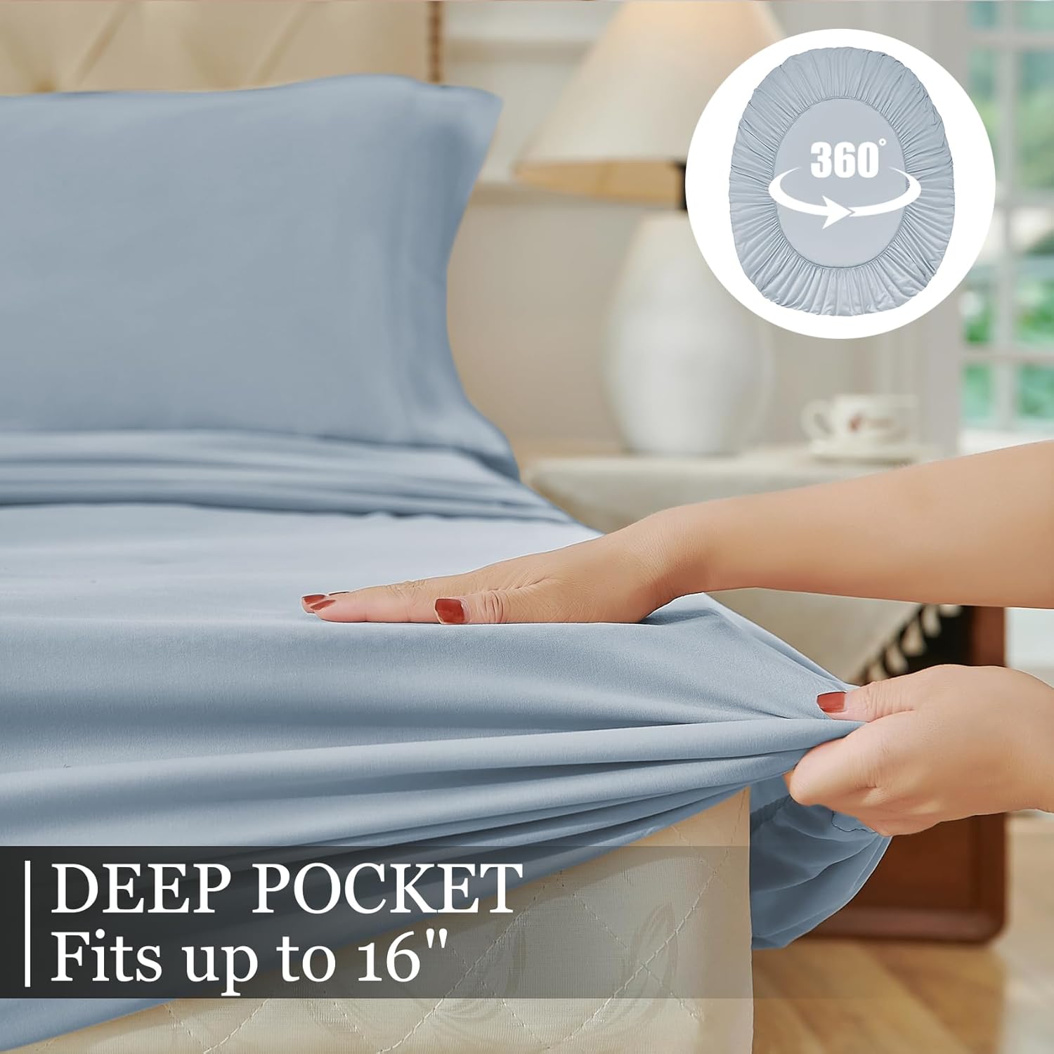 Yibeizi Light Blue Twin XL Sheet Set 1