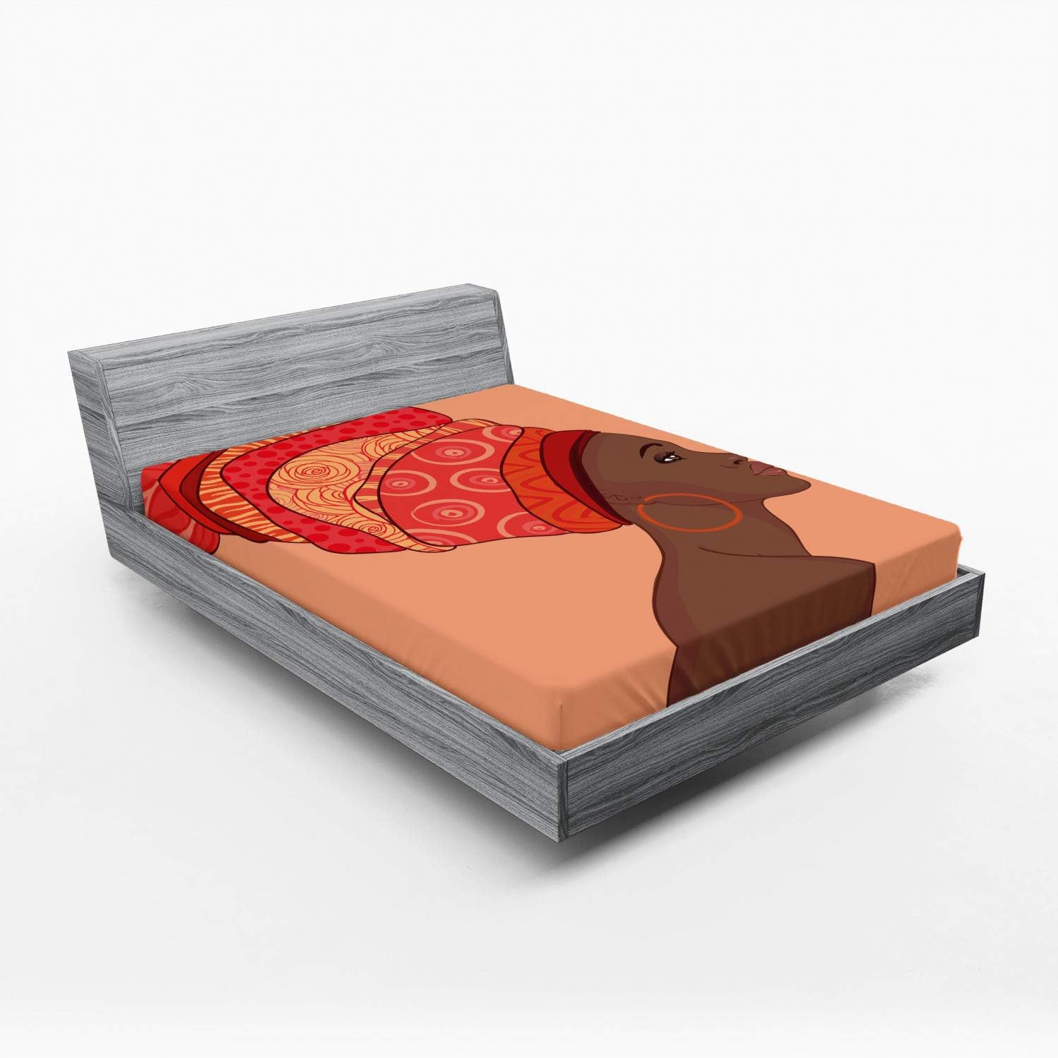 Ambesonne African Fitted Sheet Chocolate Salmon California King