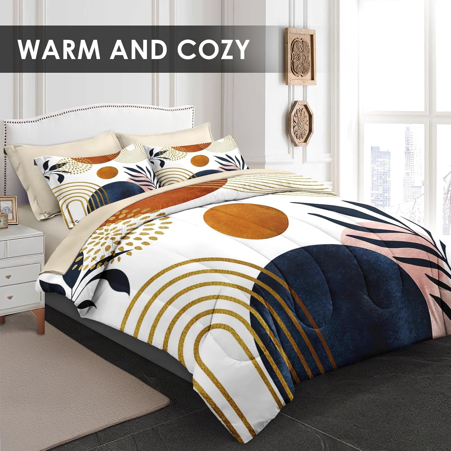 WeCozy 7 Pcs Queen Comforter Set with 2 Pillowcases and 2 Shams