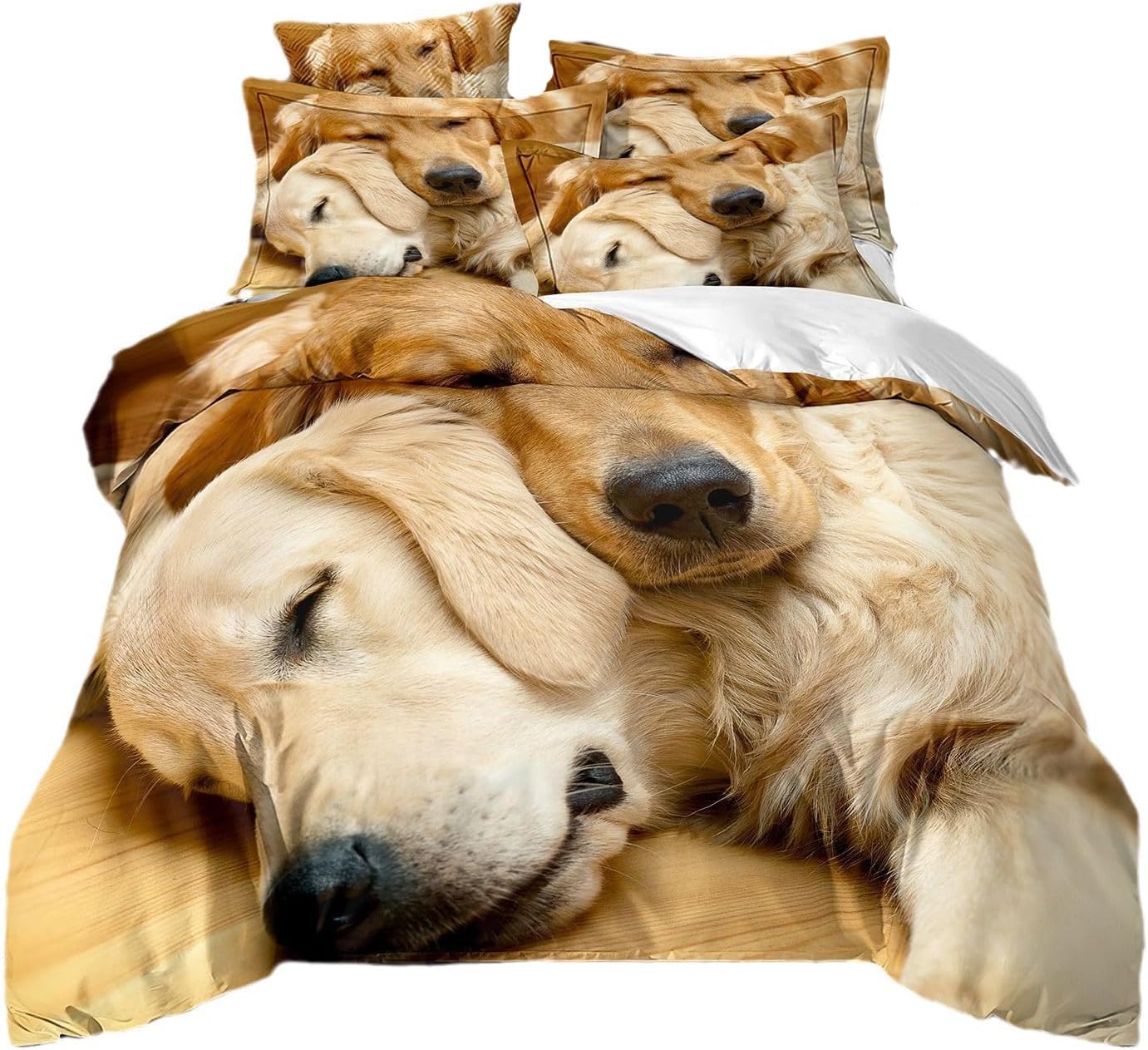 3D Animal Bedding Set King Size Golden Retriever
