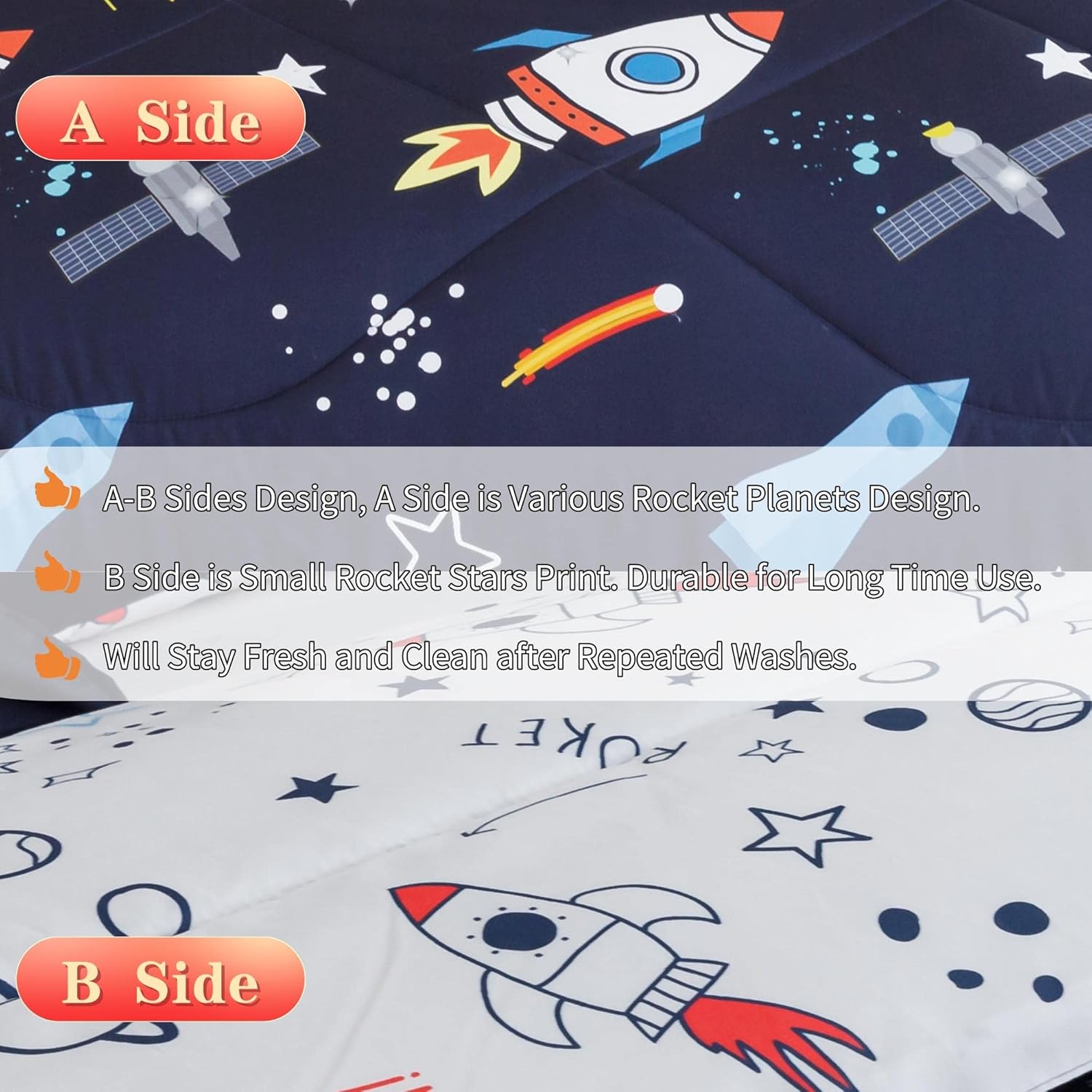 RYNGHIPY Space Rocket Comforter Set Twin Size