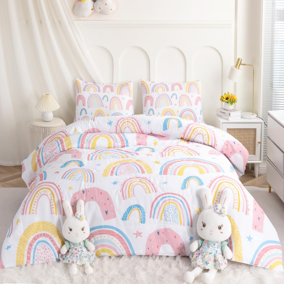 BEDMUST Rainbow Queen Comforter Set 3 Piece
