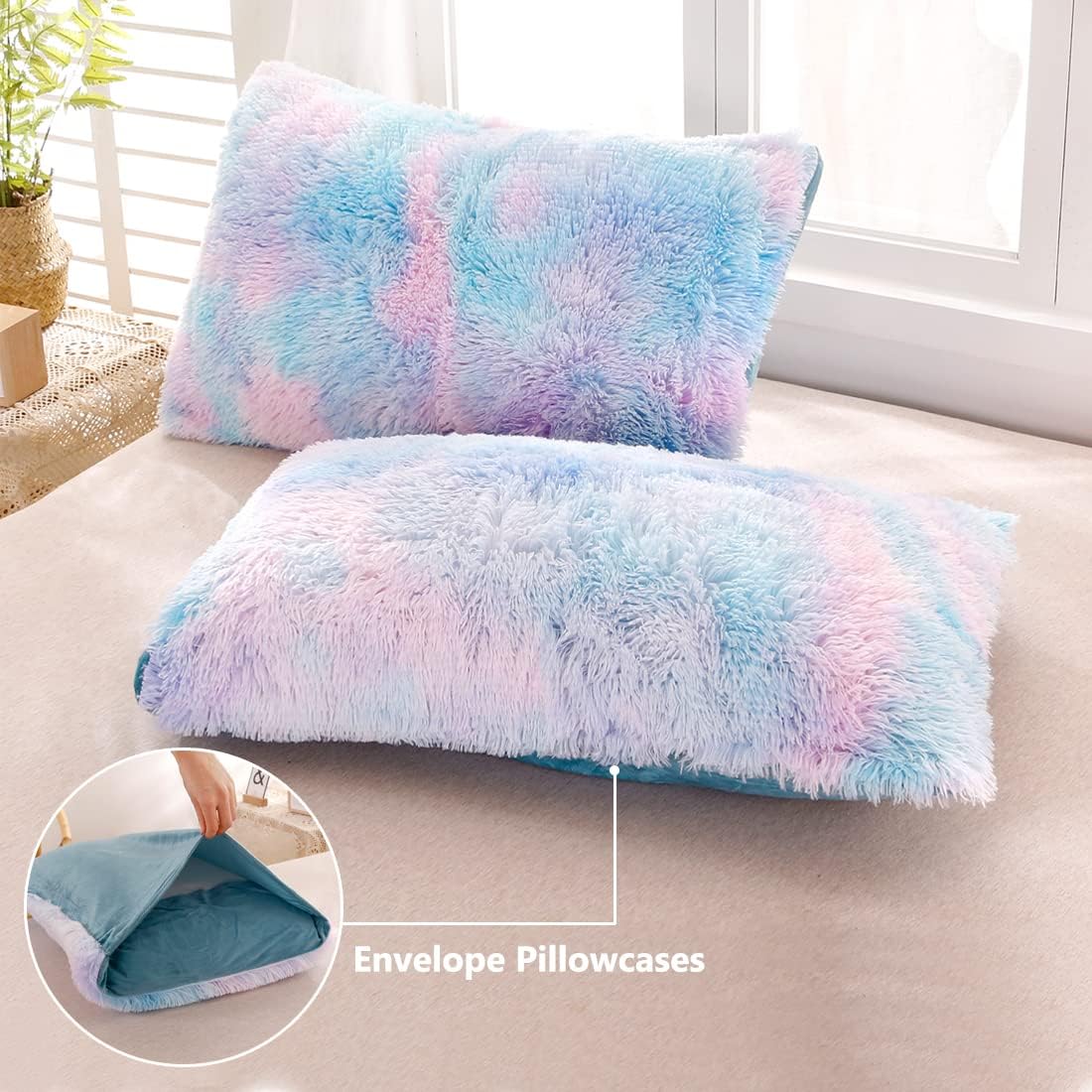 SUCSES Tie Dye Plush Duvet Cover Set Full Size