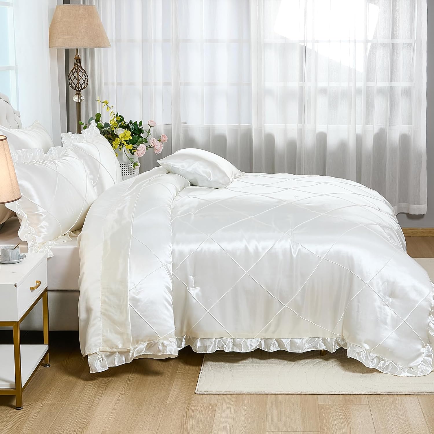 KING COMFORTER SET with SILK-LIKE SHEET SET
