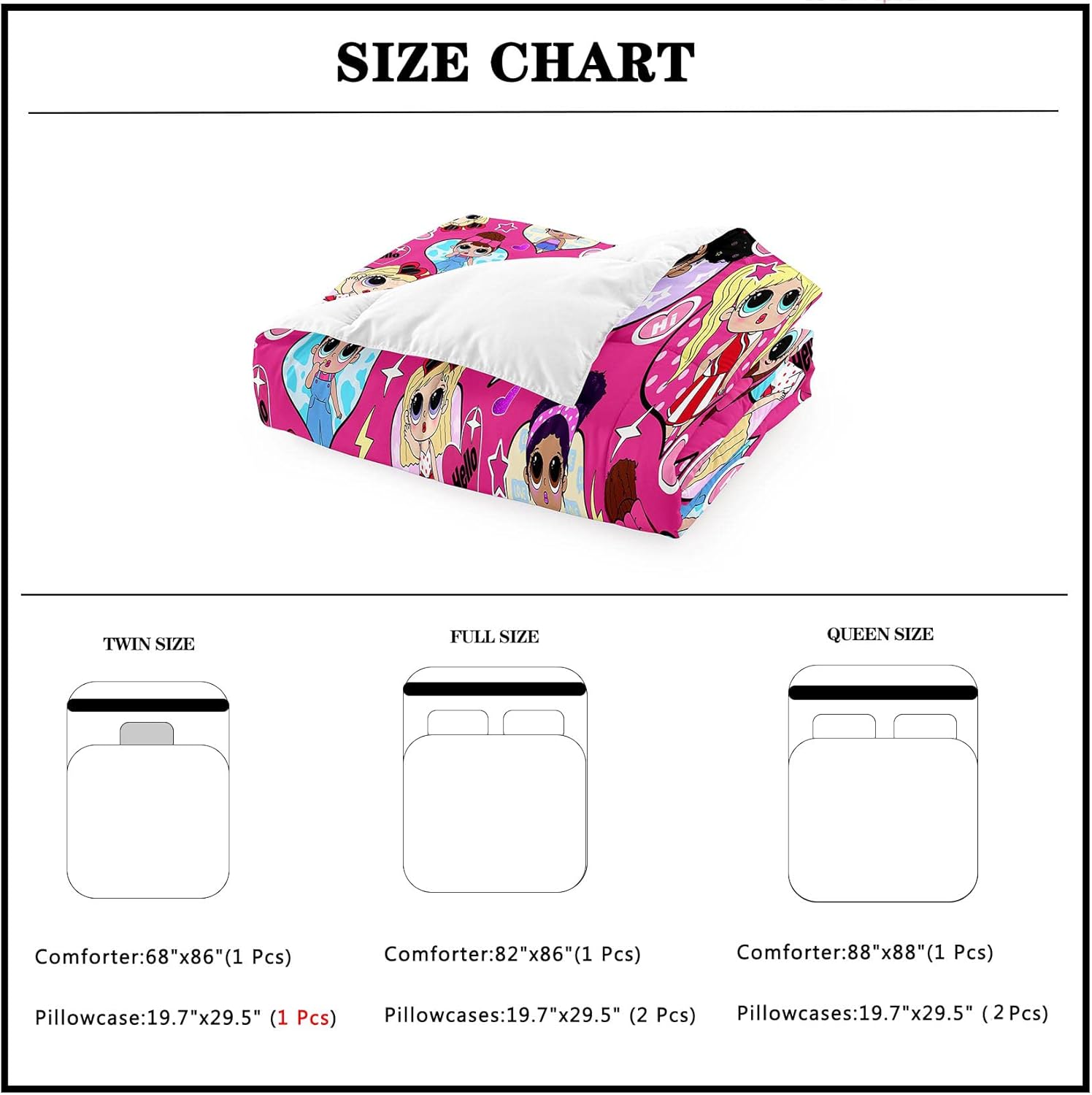 Black Girl Comforter Set with Pink Pillowcase