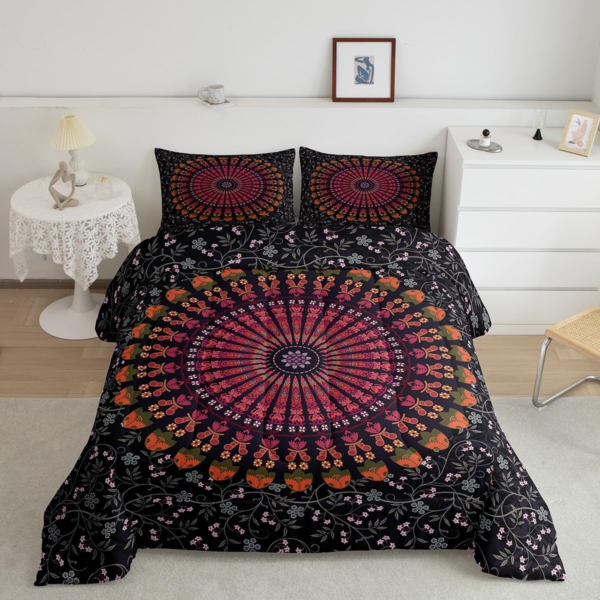 Feelyou Boho Mandala Comforter Set Twin Size
