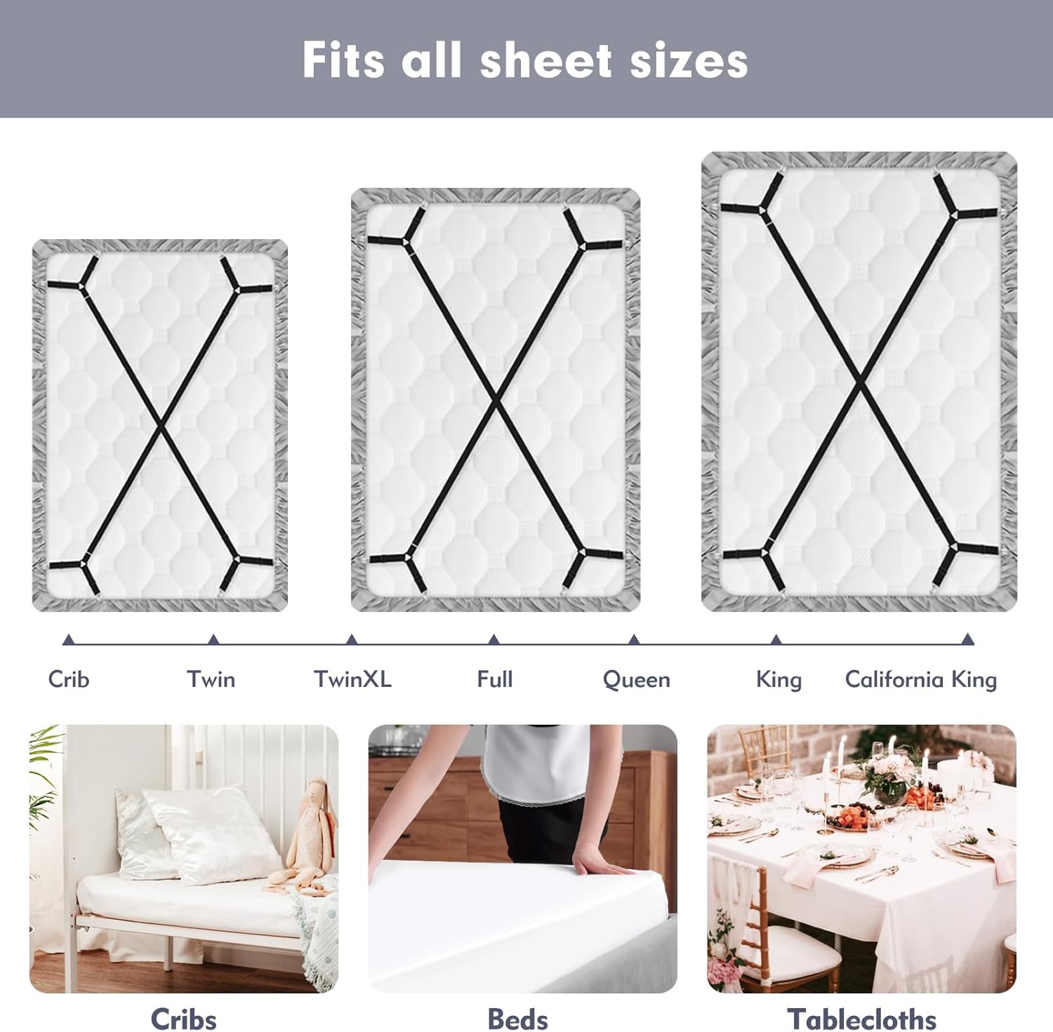 4 Pcs Adjustable Bed Sheet Straps for All Sizes