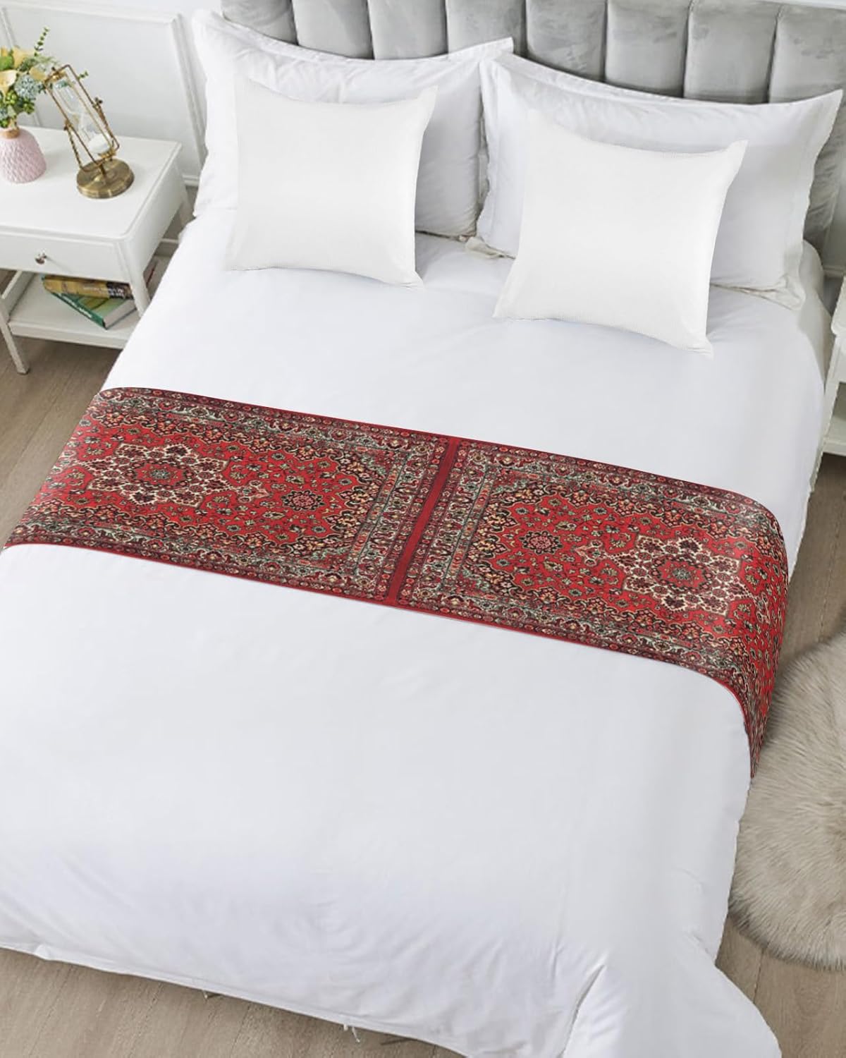 Teamery Vintage Textured Boho Bed Runner Scarf