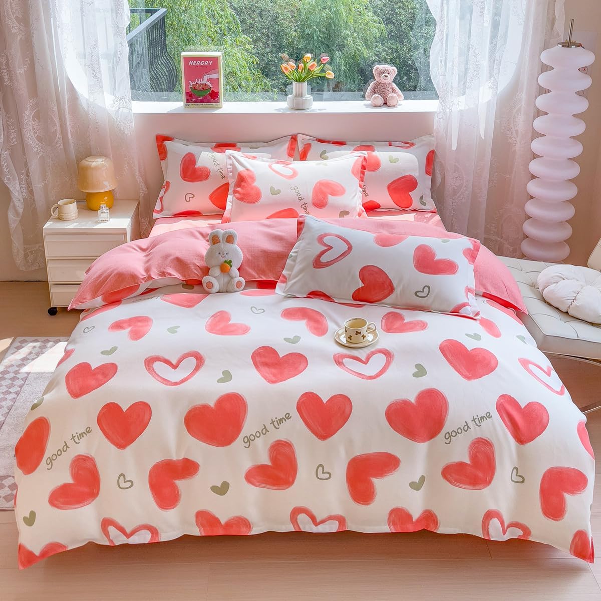OranFran Kids Love Hearts Duvet Cover Set 3PCS