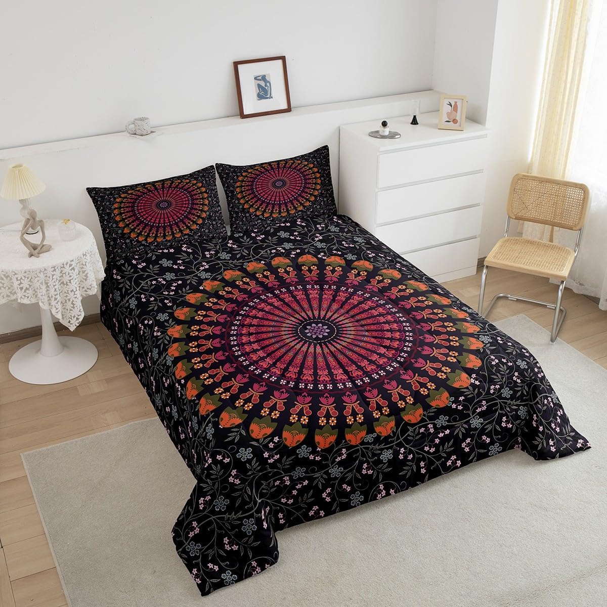 Feelyou Boho Mandala Comforter Set Twin Size