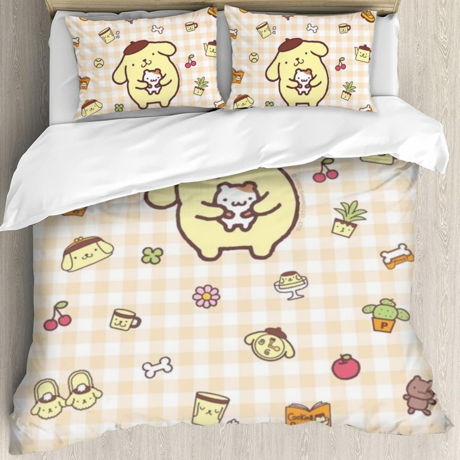 DIEZ Cartoon Pompompurin Comforter Set Twin Size 3pcs with Pillowcases