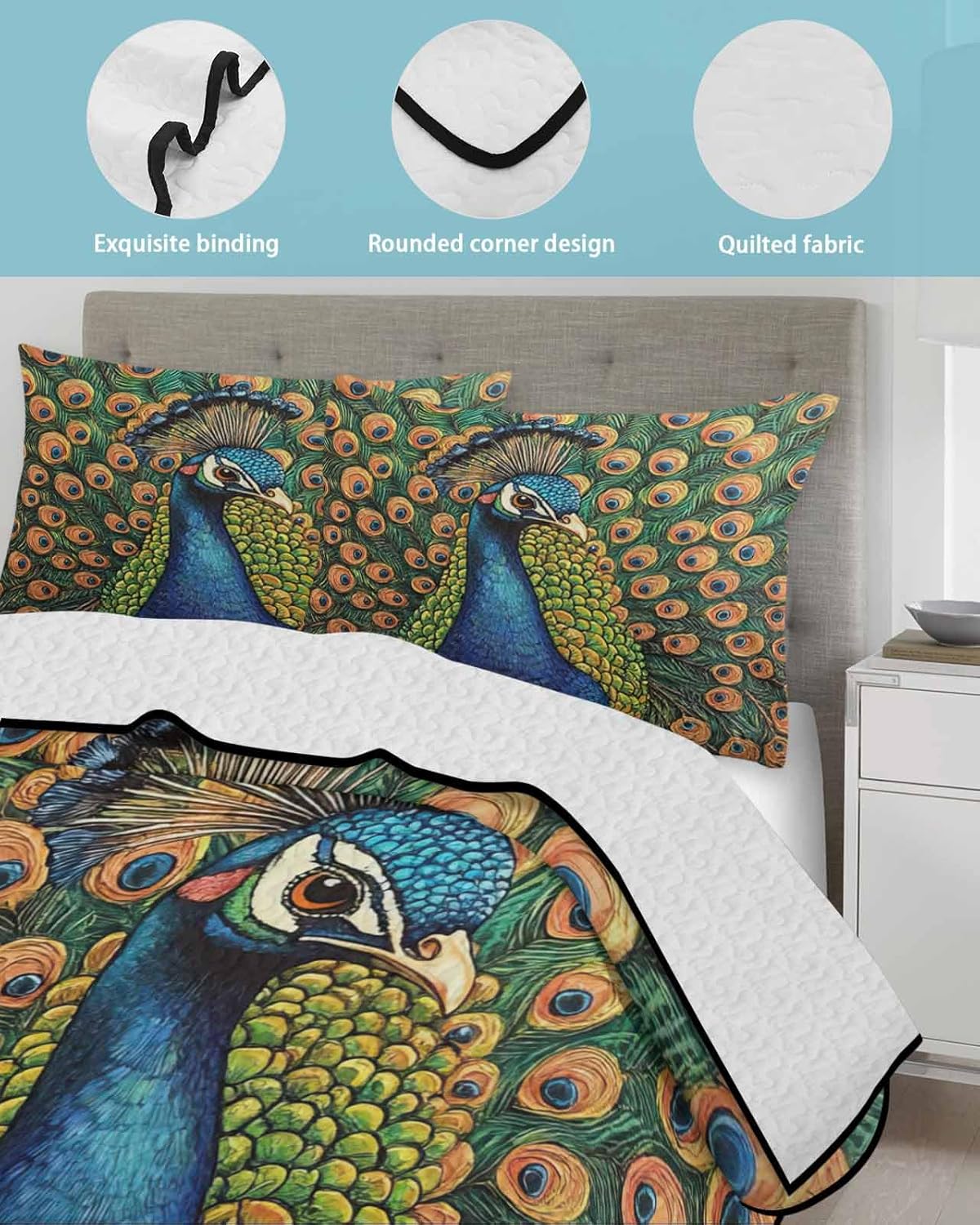 PRINT PICTURE ARTHOME Twin XL Quilt Set with Pillow Covers