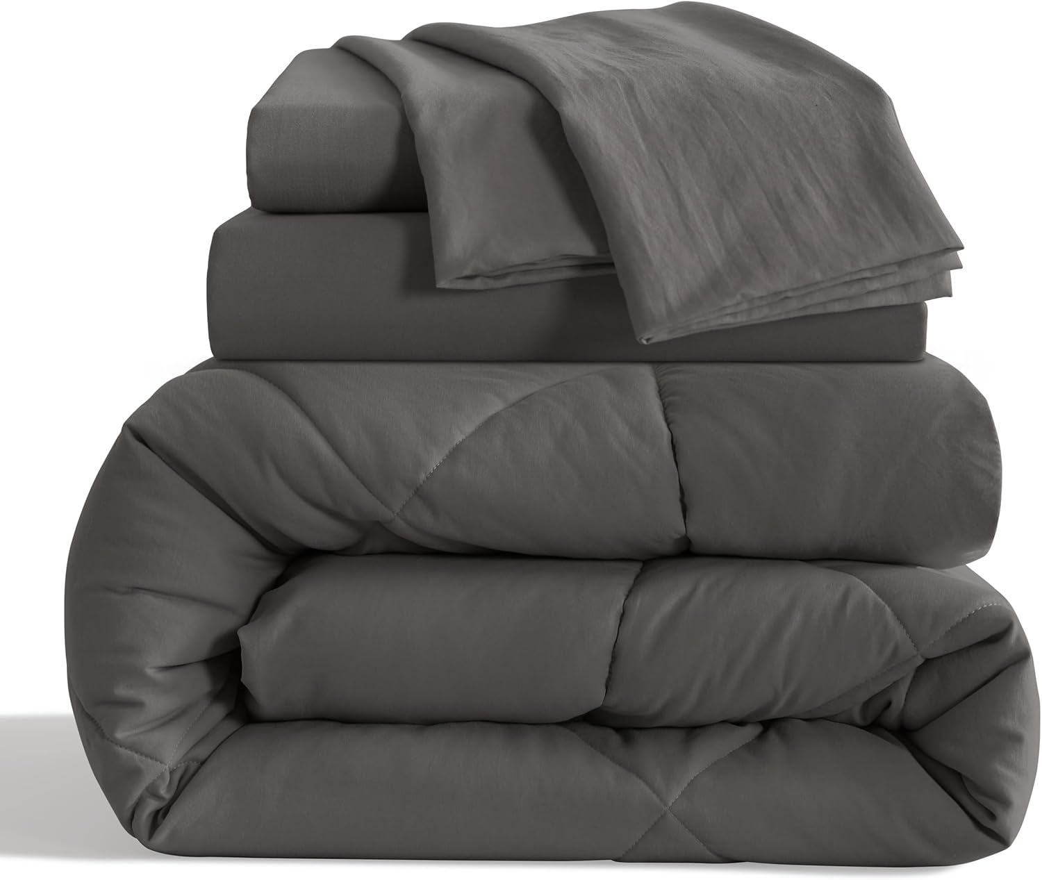 NTBAY Twin Bed in a Bag Set 5 Pieces Dark Grey Kids Bedding