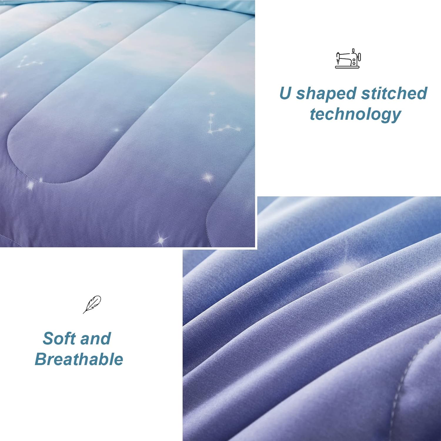 Dinjoy Rainbow Ombre Comforter Set Twin Size 6 Pieces