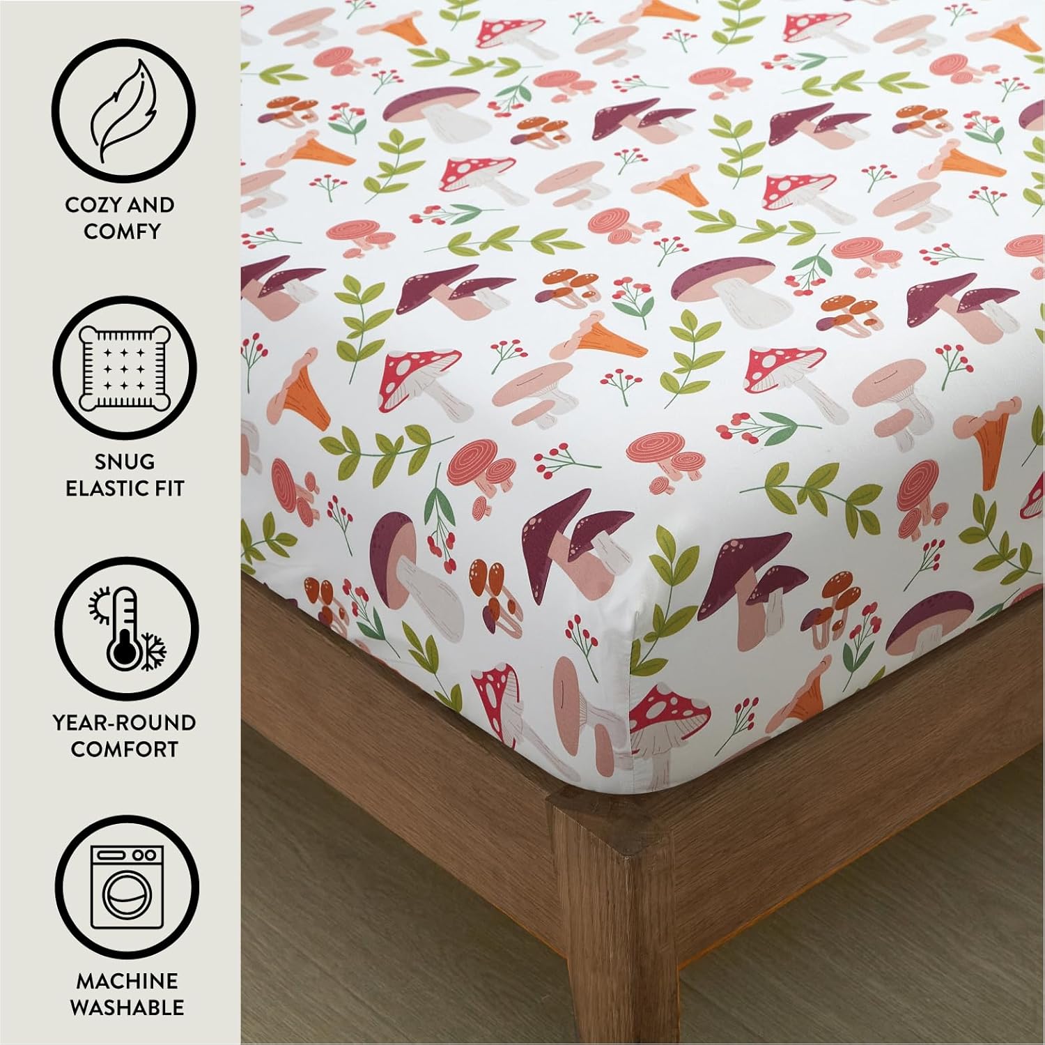 Urban Lifestyle 4 Piece Sheet Set Wild Mushroom Print Full