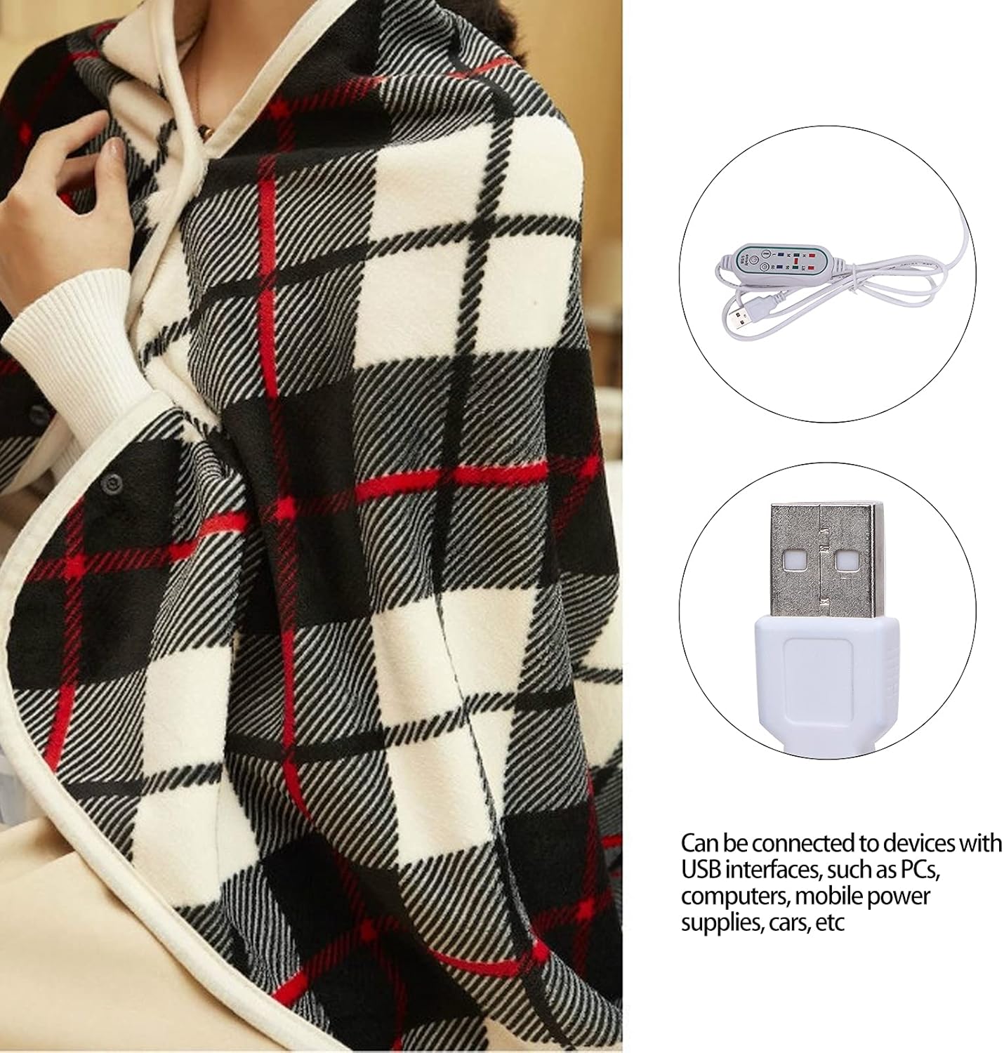 ZJchao Heated Throw Blanket with 3 Heat Levels
