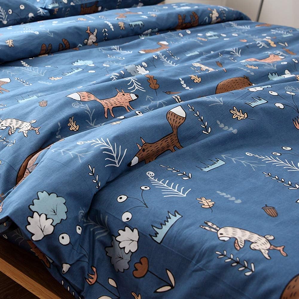 CLOTHKNOW Kids Bear Duvet Cover Set 3Pcs Navy Blue