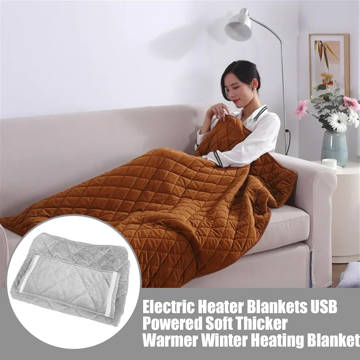 Portable USB Heated Blanket - Rechargeable Washable and Comfortable