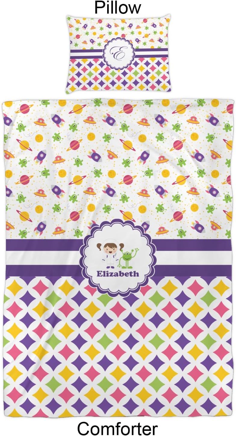 Personalized Girls Space Geometric Print Comforter Set Twin XL