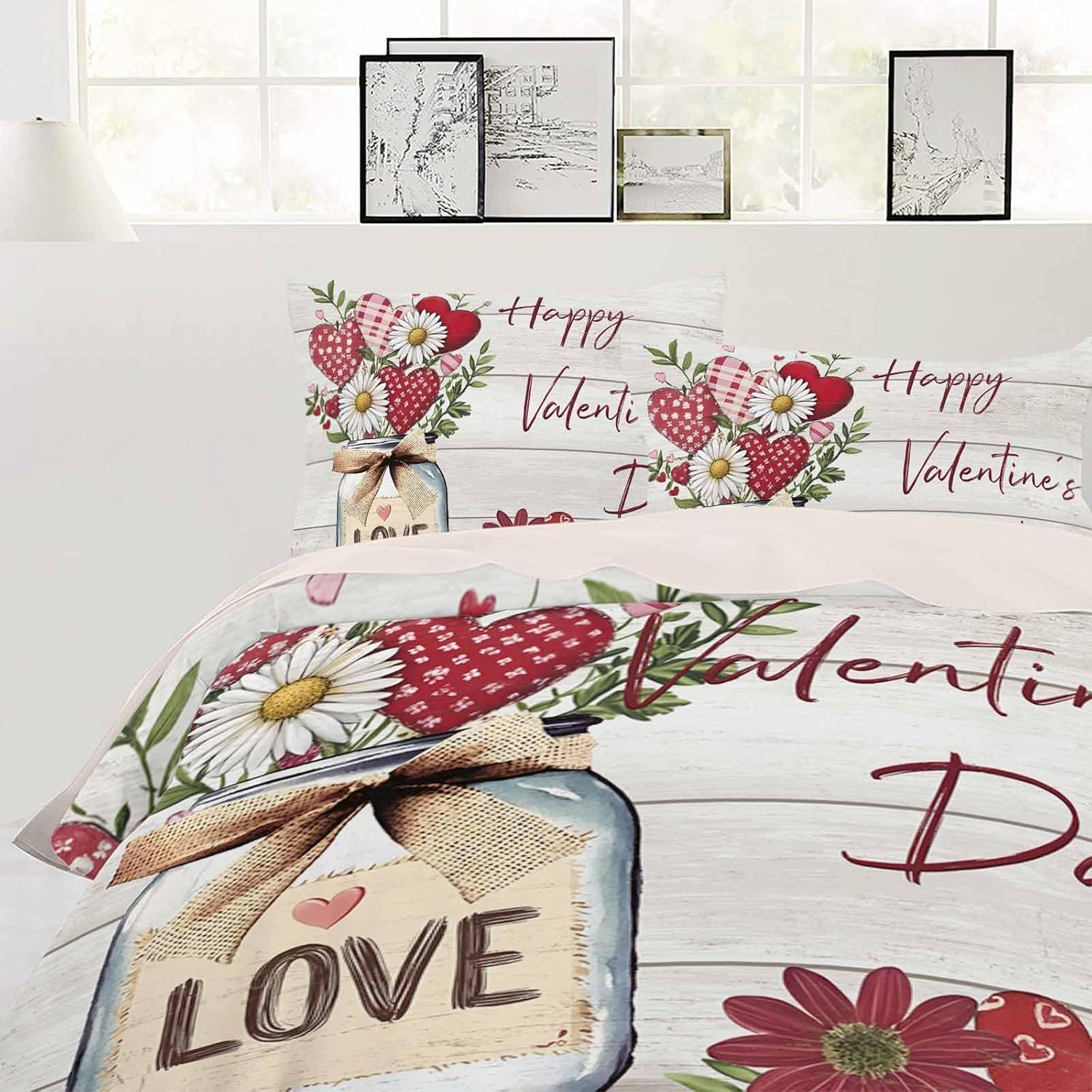 ZOE GARDEN Valentines Day Queen Duvet Cover Set 3 Piece