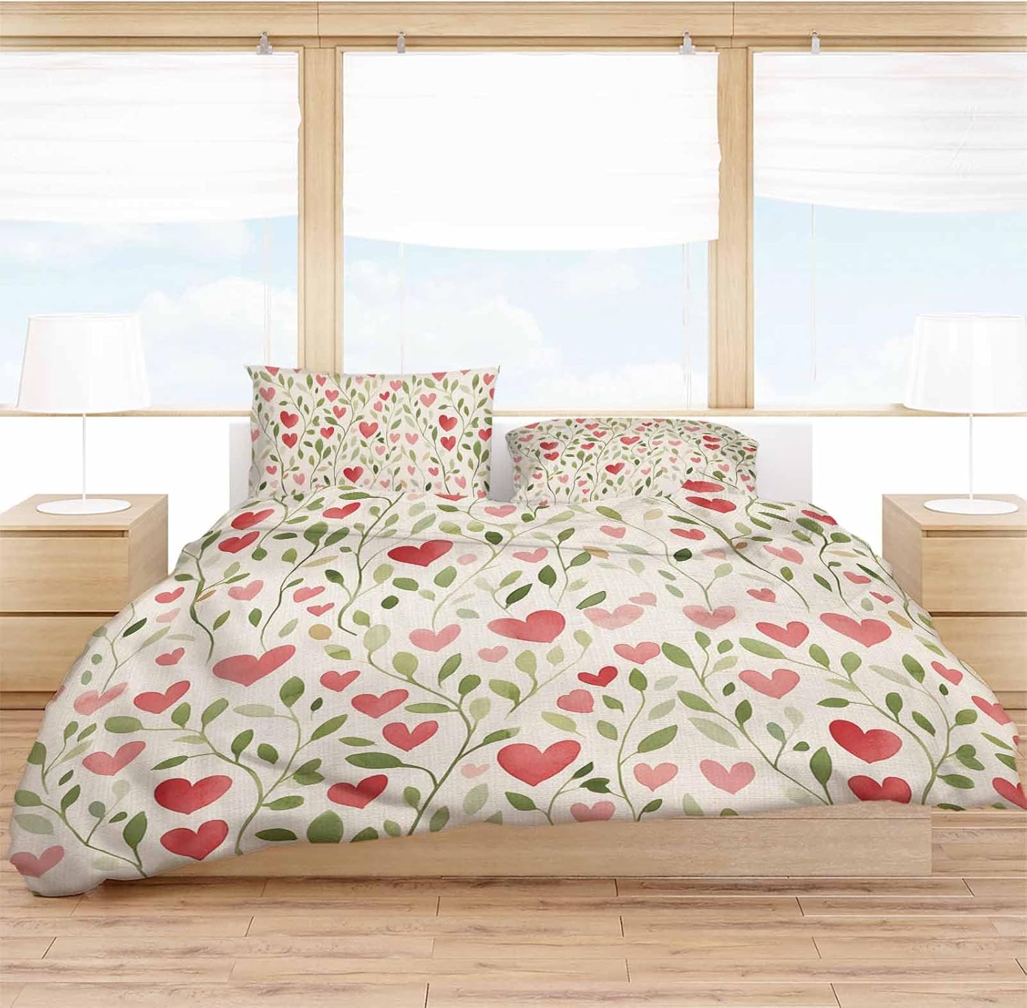 Valentines Day Bed Duvet Cover Queen Set 3 Piece