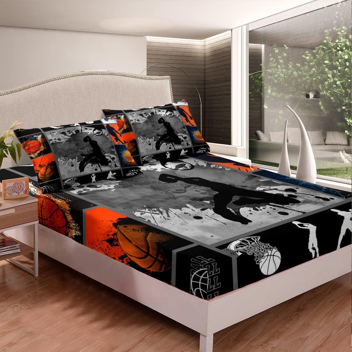 Erosebridal Water Fire Basketball Bed Sheets Twin Set 1