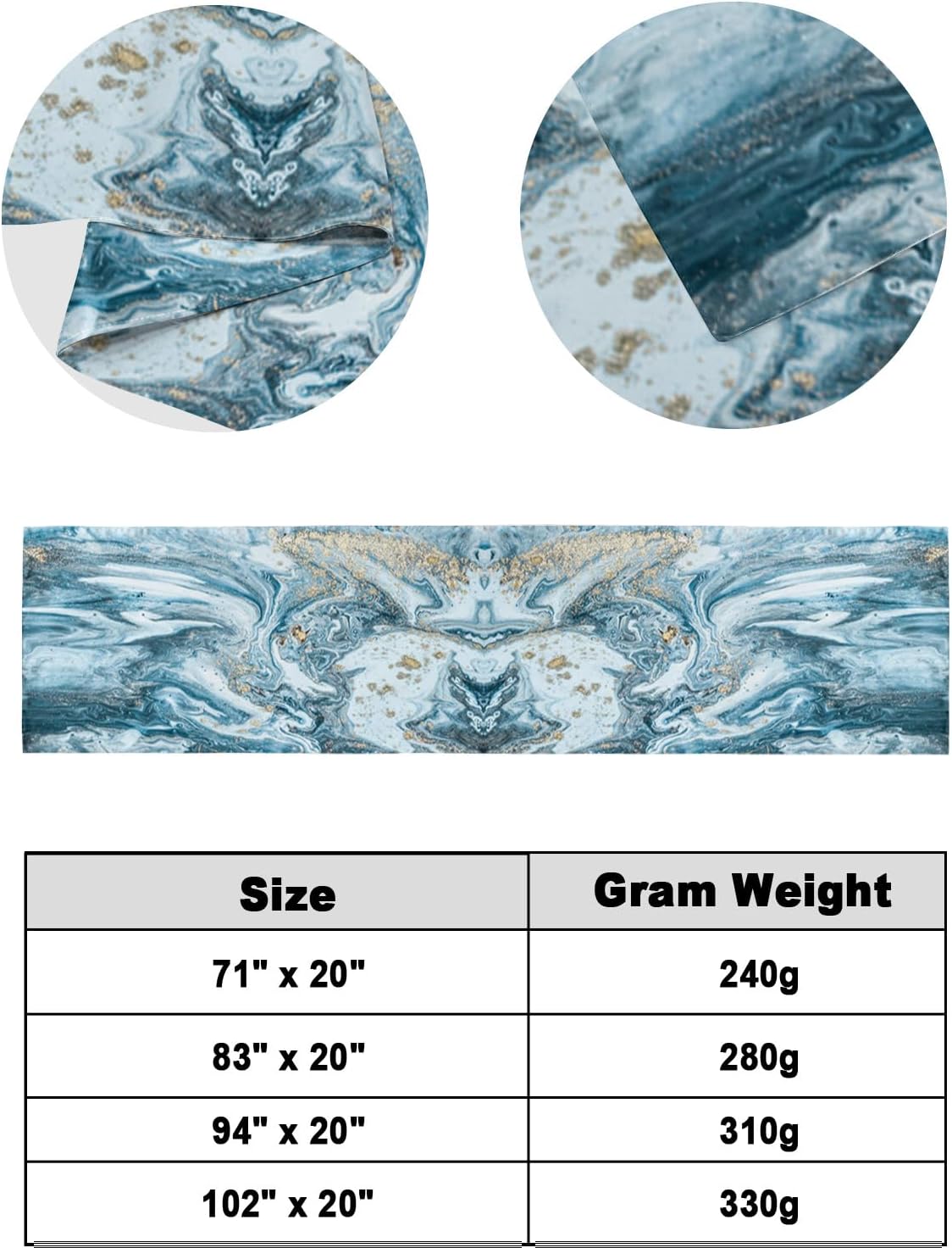 Abstract Marble Bed Runner Scarf Twin Size 71x20