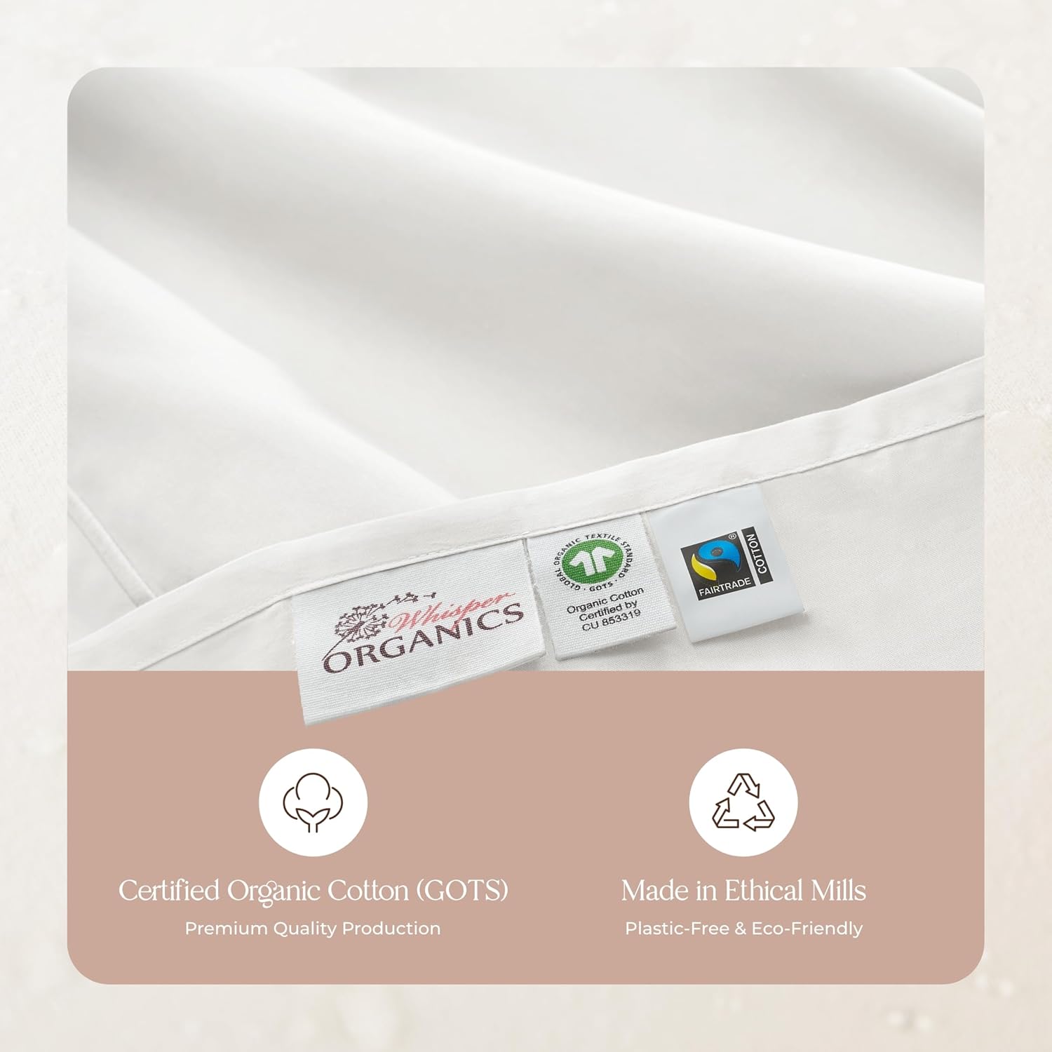 Whisper Organics 100 Organic Cotton Twin Sheets Set
