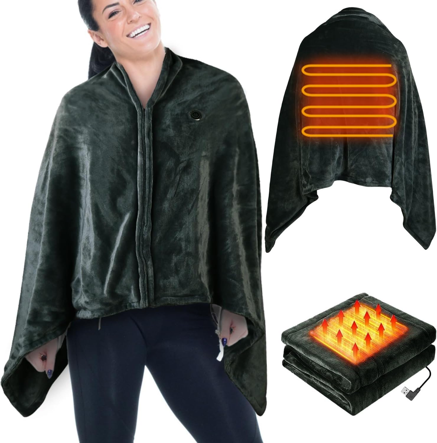 Moclever USB Heated Shawl with Zipper for Home Office 1