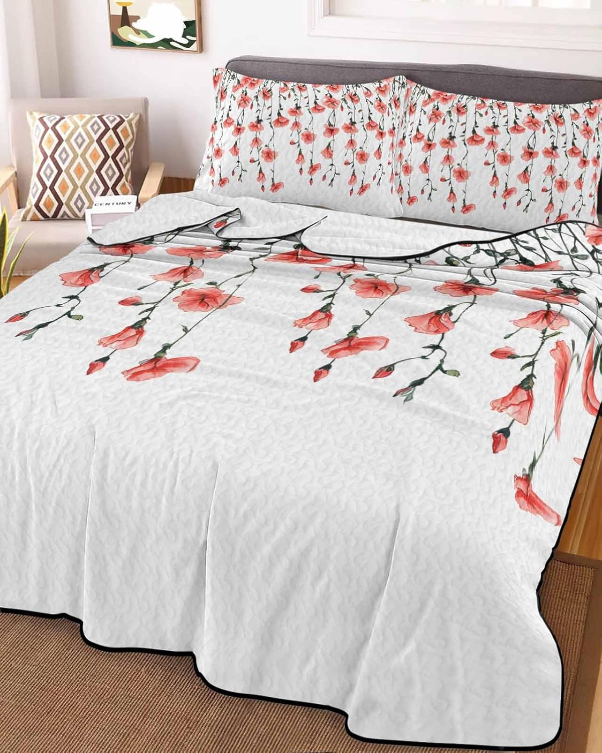 Print Picture Arthome Twin XL Floral Quilt Set