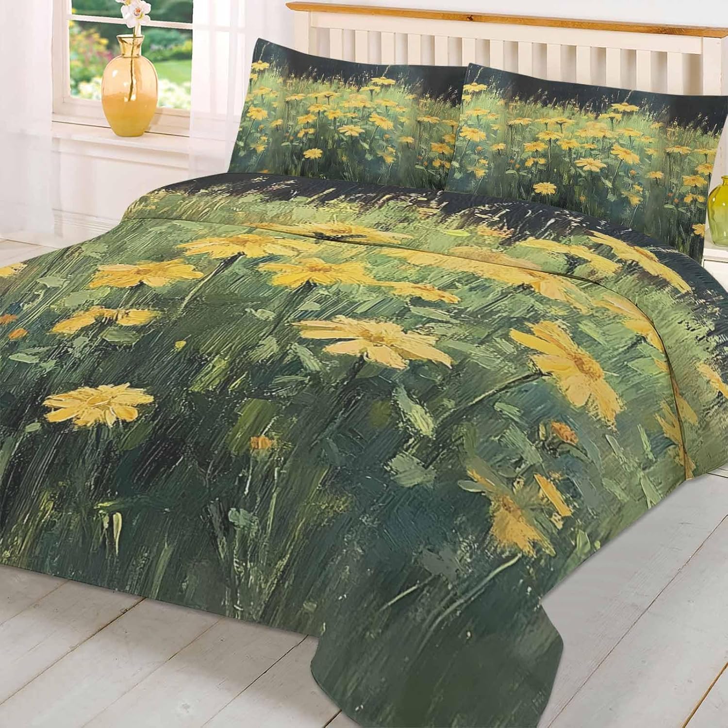 Boanket 3-Piece Queen Bedding Set with Zipper and Floral Design