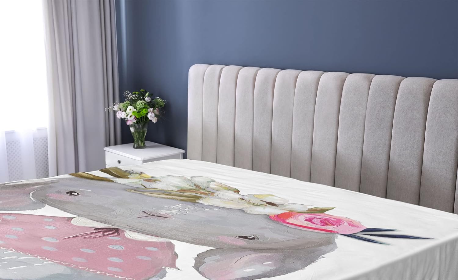 Ambesonne Flower Fitted Sheet - California King