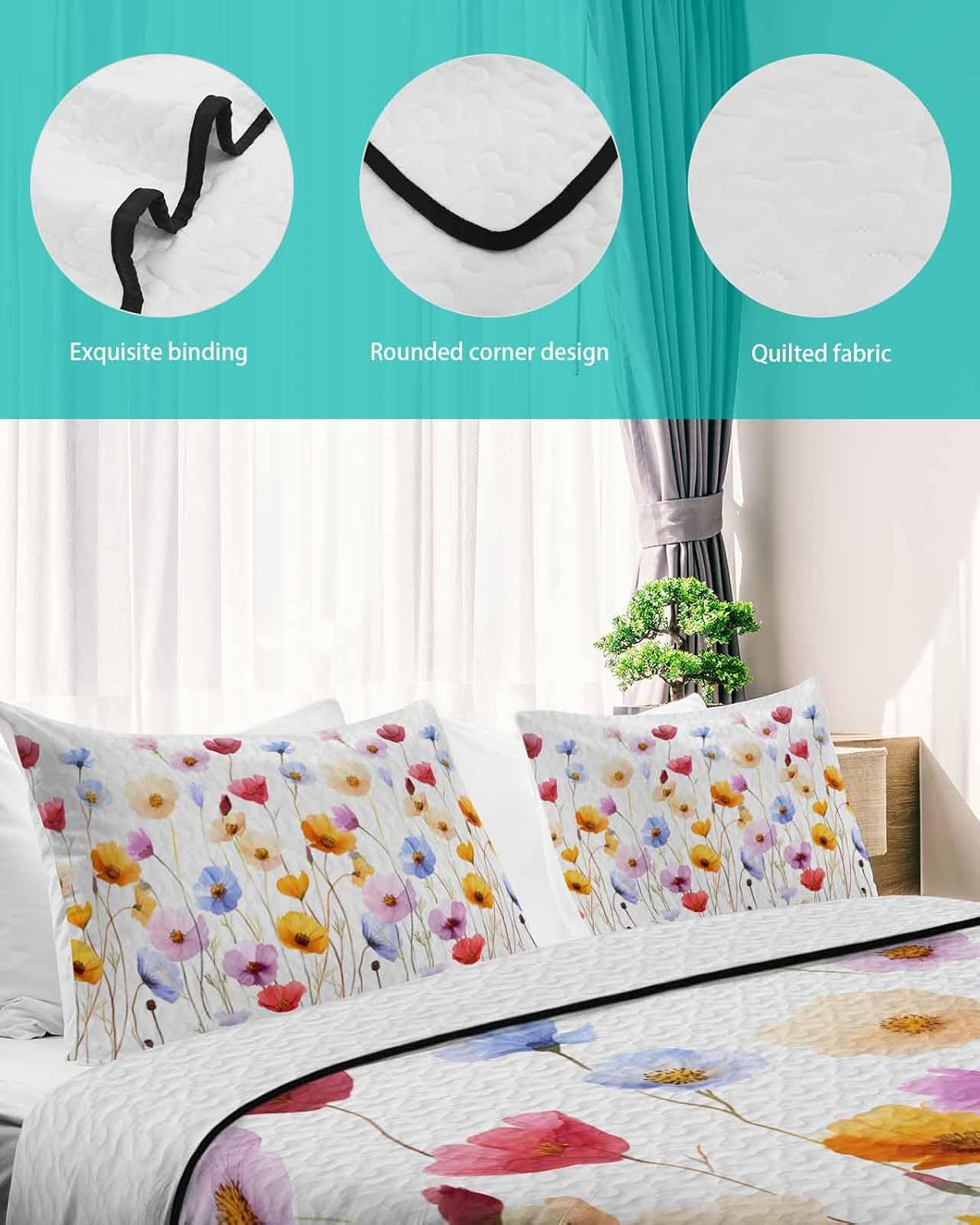 Onekaccu Spring Flowers Quilt Set 3 Pieces