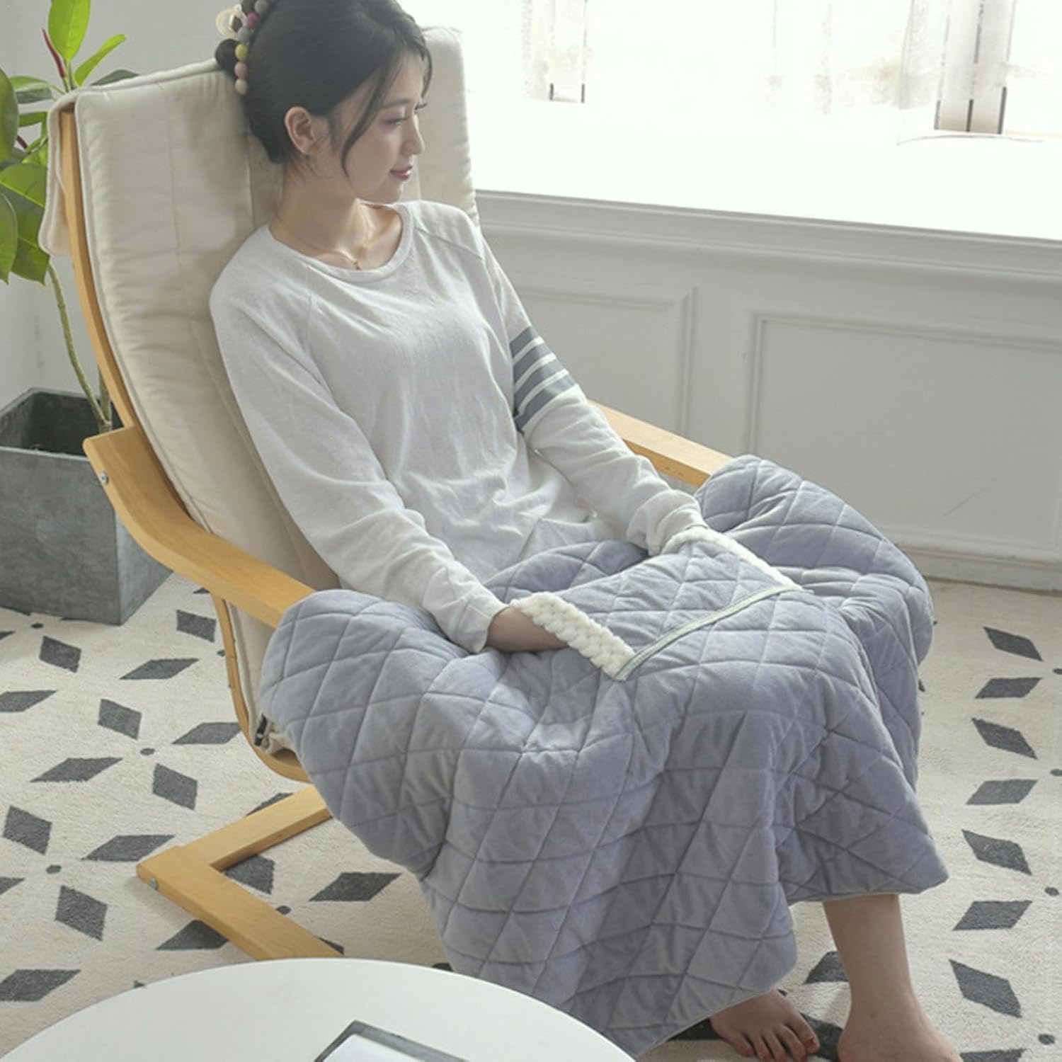 Rechargeable Heated Blanket with USB Charging and Hand Pocket