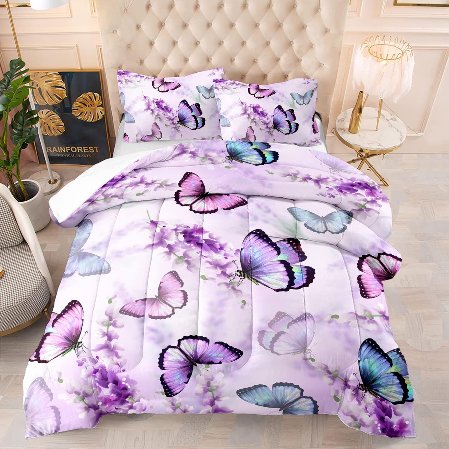 Lavender Butterfly Comforter Set for Kids and Adults 1