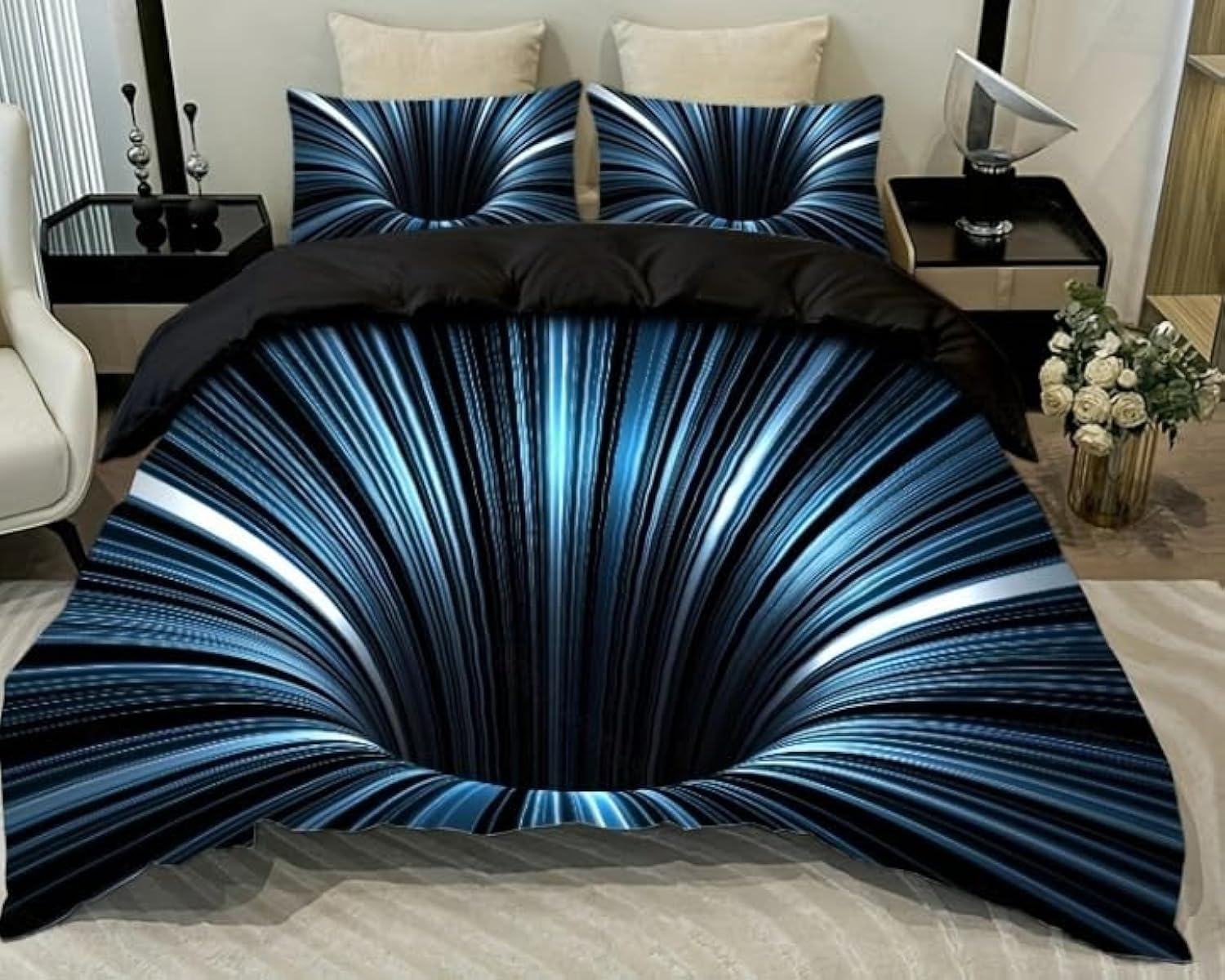 NTBED 3D Geometric Comforter Set for Kids Boys Teens Blue Twin