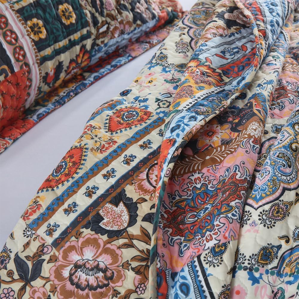 Autumn Dream Cotton Reversible Quilt Set King Size 3 Piece
