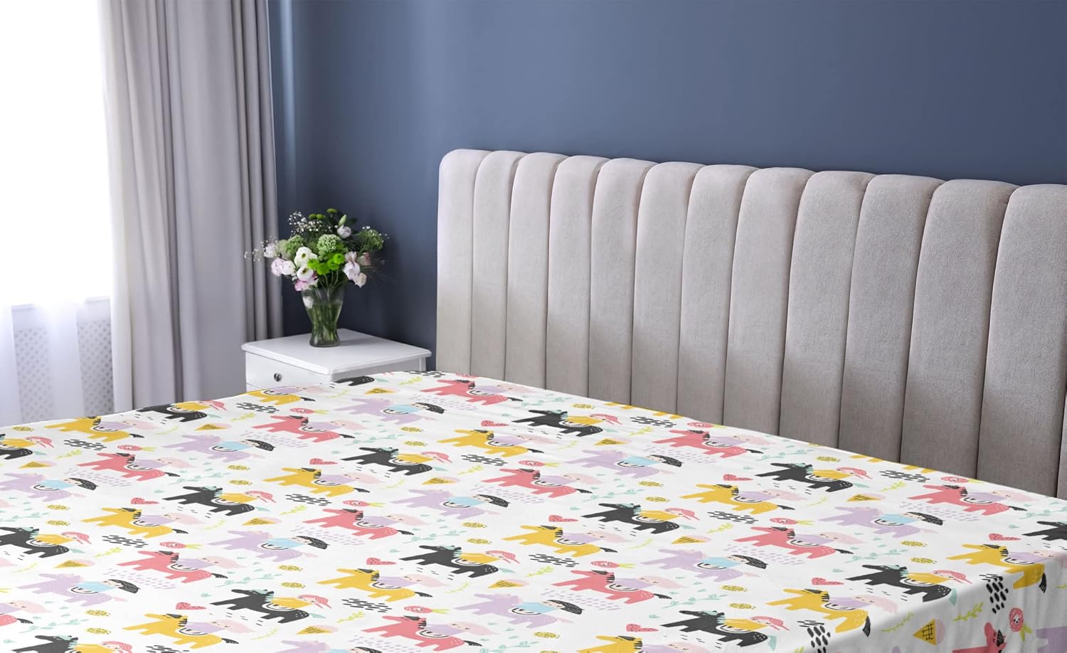 Ambesonne Cartoon Fitted Sheet Multicolor
