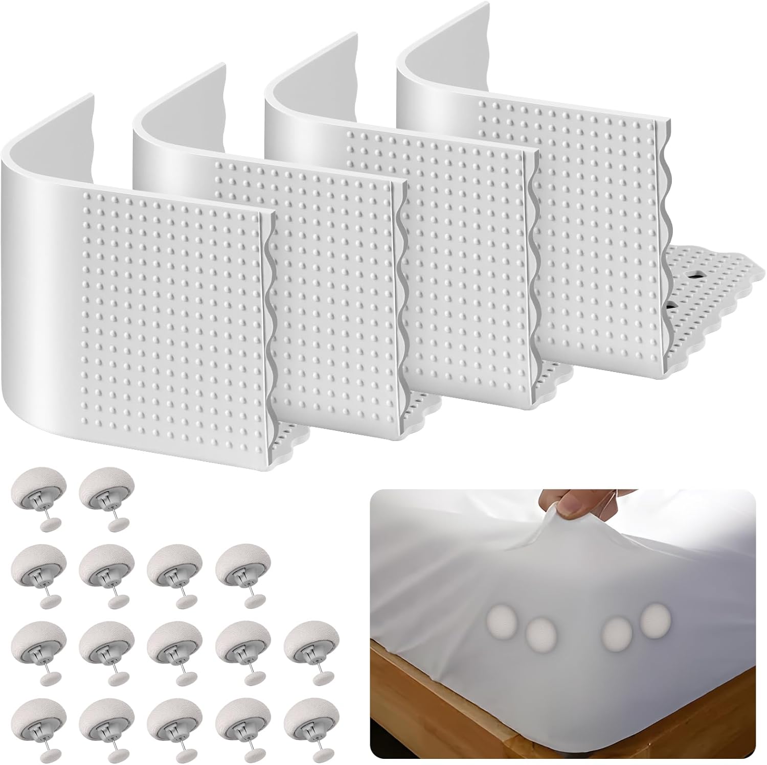 4 Pack Bed Sheet Holders with Lock Clips