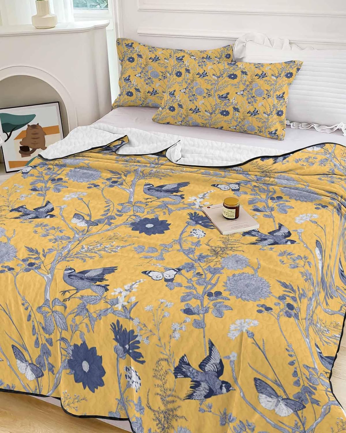 Yellow Floral Farmhouse Quilt Set Twin XL