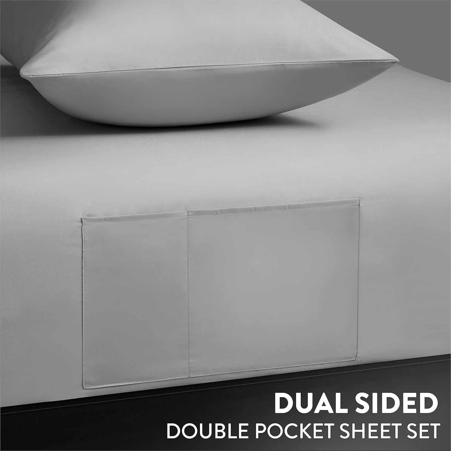 3 Piece Twin XL Sheet Set with Tech Pockets - Grey