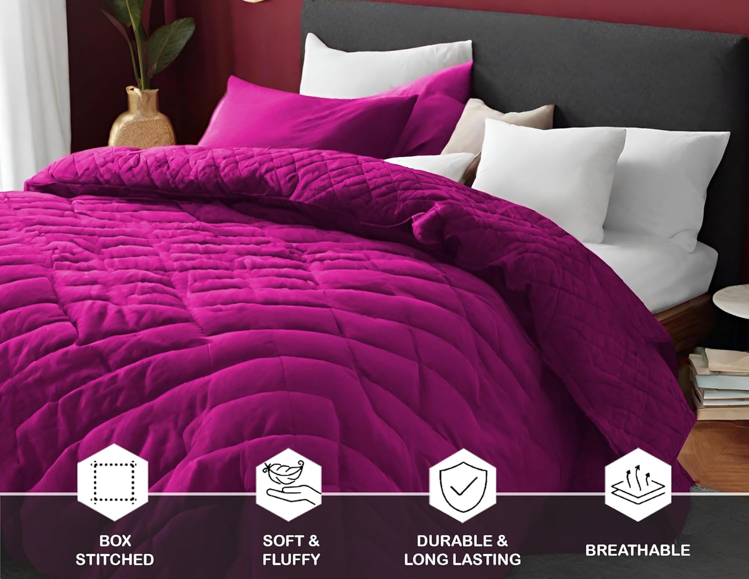 Embossed Lightweight Bed Comforter Set - Purple