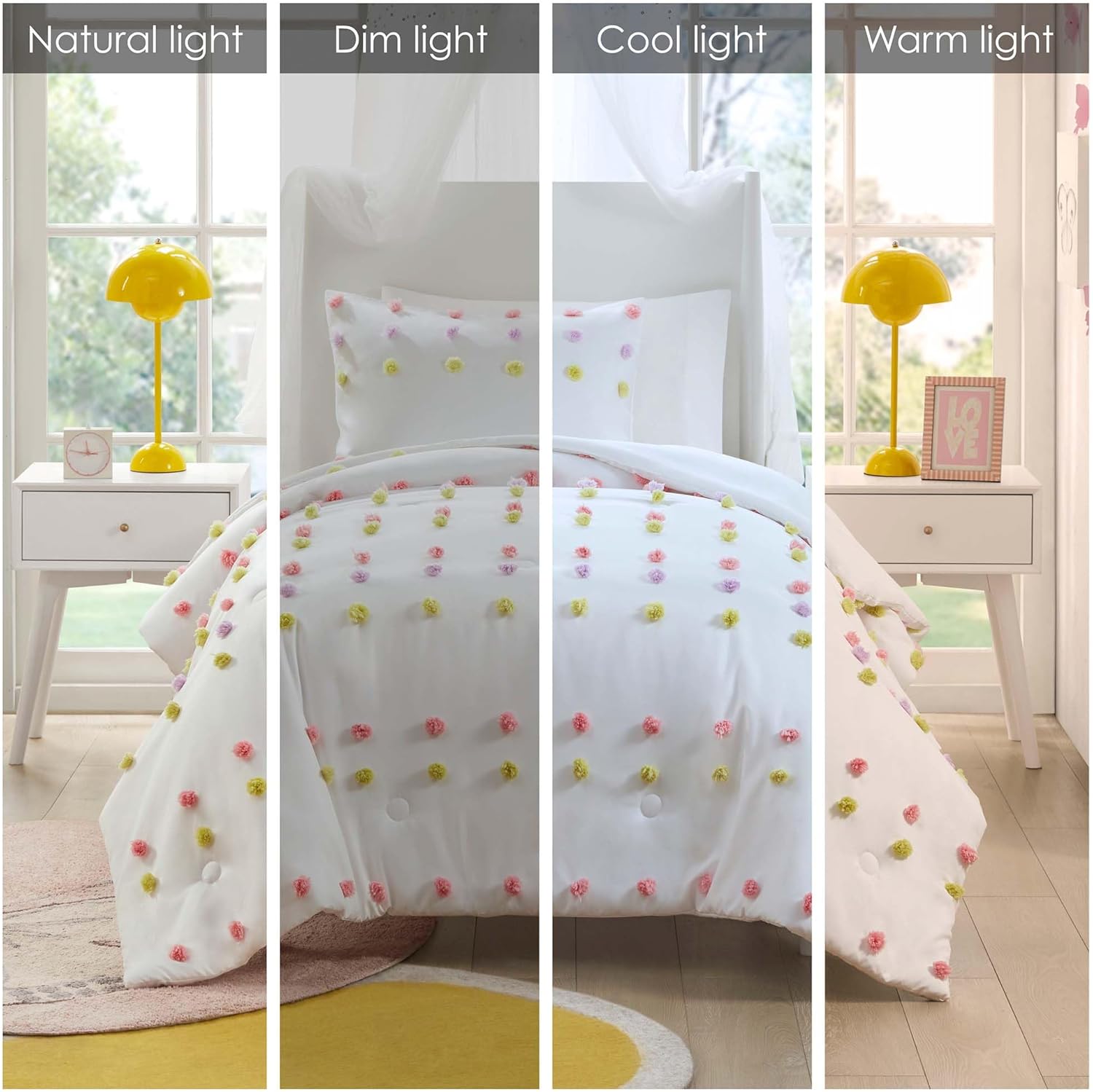 Mi Zone Kids Queen Duvet Cover Set with Pompom and Sham
