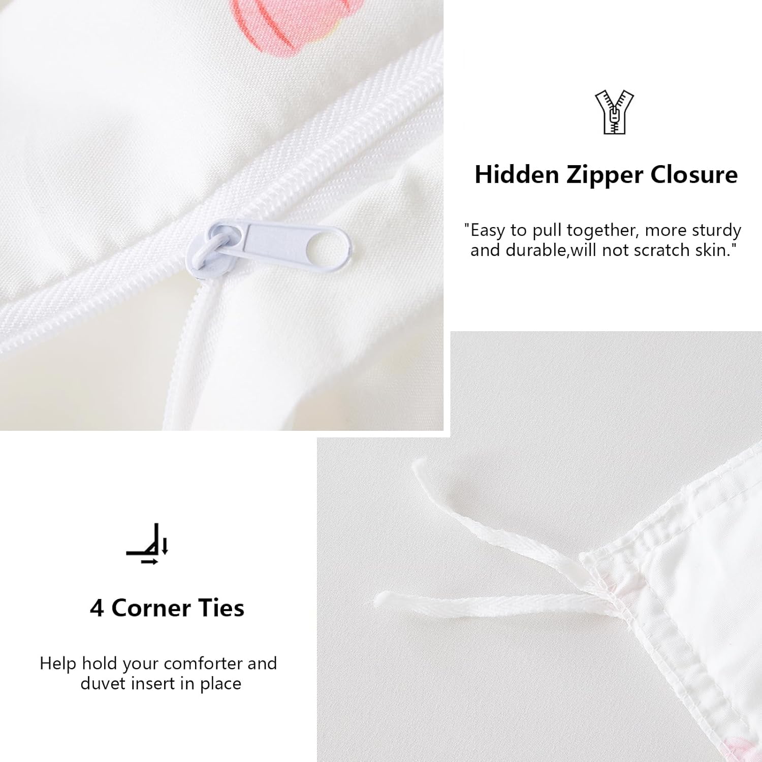 White Ruffle Duvet Cover Queen Size Set