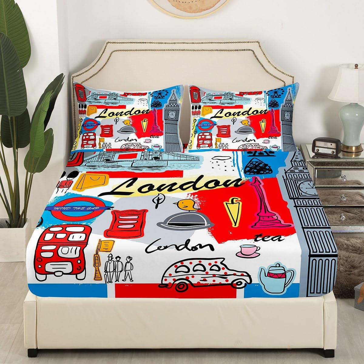 Feelyou London Themed Fitted Sheet Set Kids 1