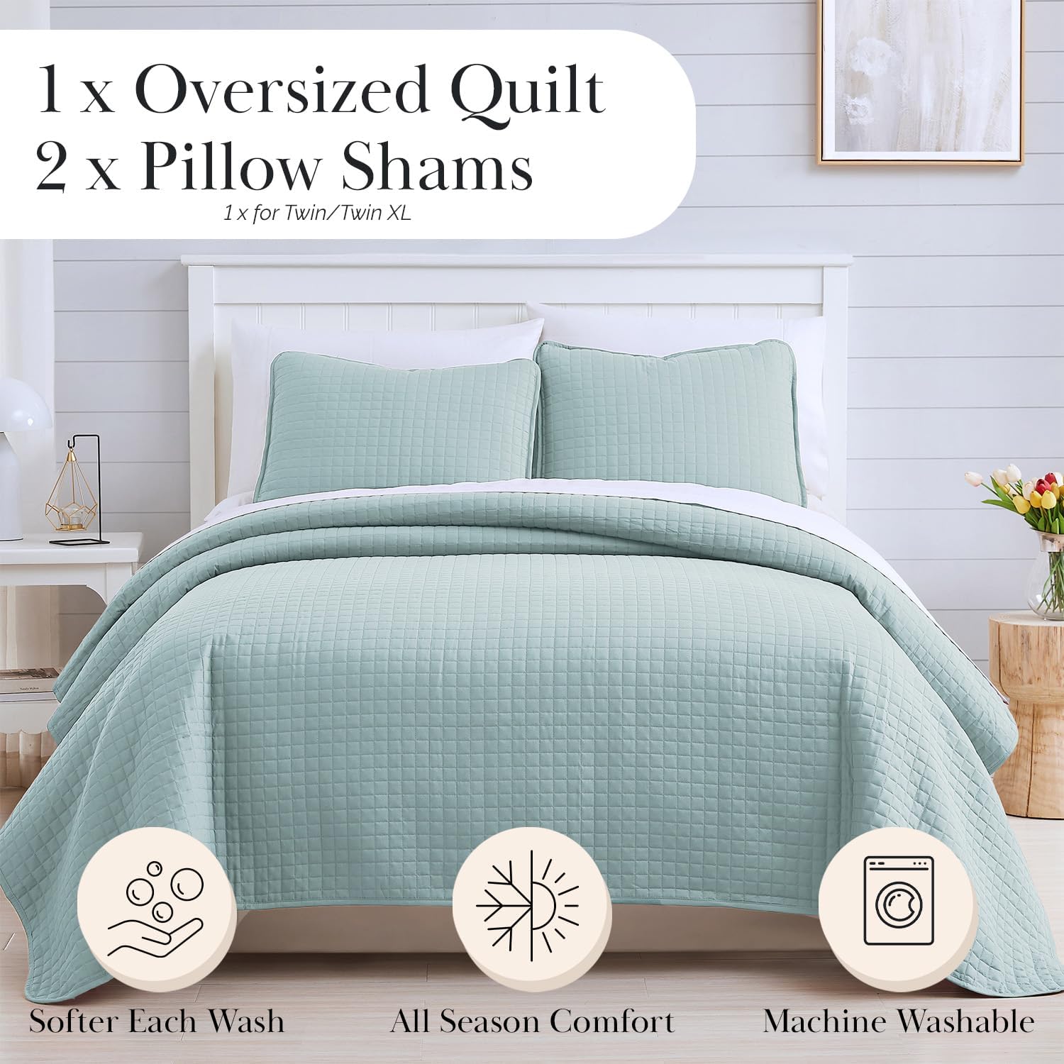 Southshore Fine Living Twin Quilt Set with Pillow Shams