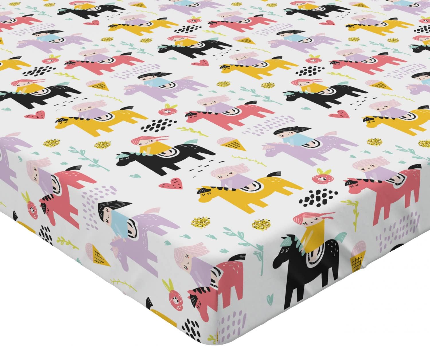 Ambesonne Cartoon Fitted Sheet Multicolor