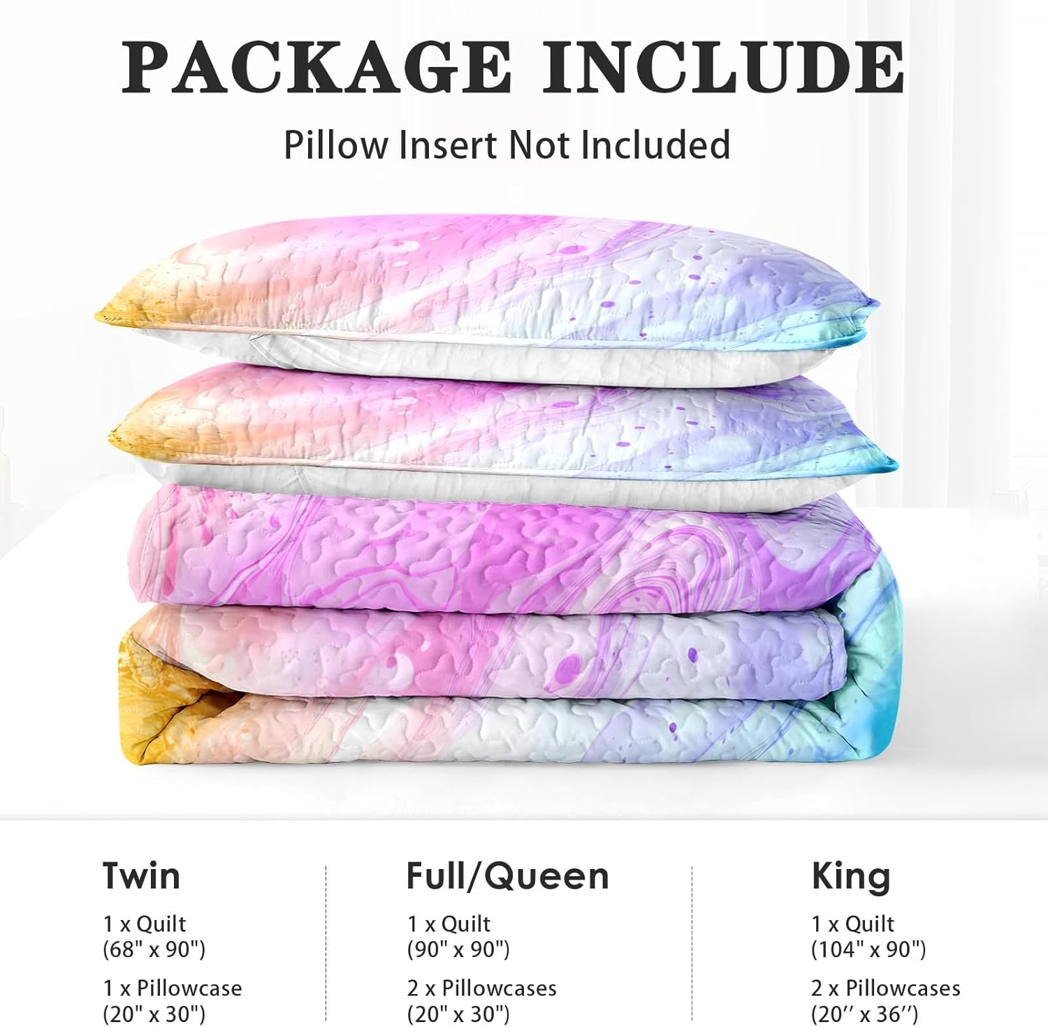 Pamnest Quilt Set FullQueen Size Tie Dye Marble 3 Pcs