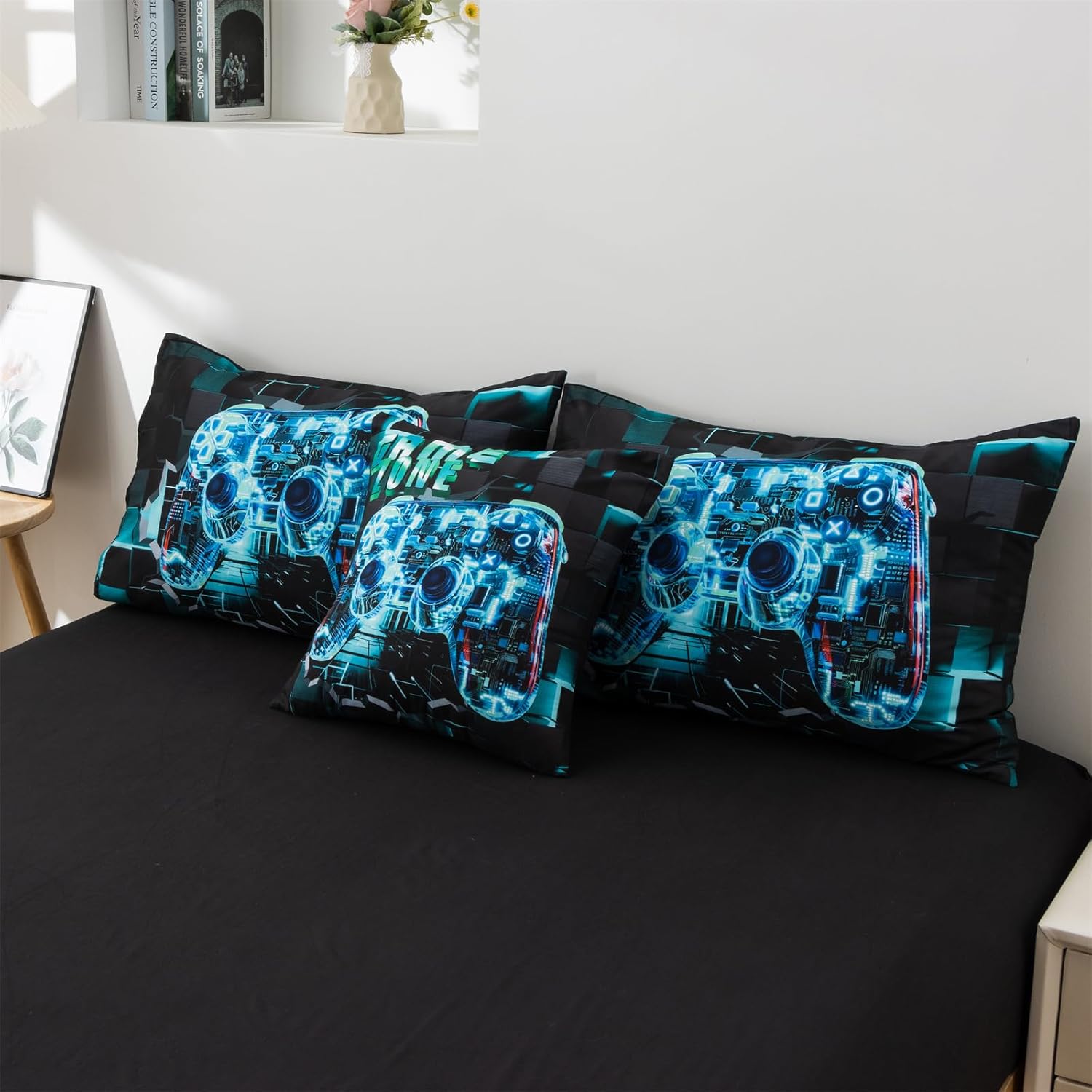 Aimuan Gamer Gaming Bedding Set 3D Gamepad Comforter Twin 6PCS