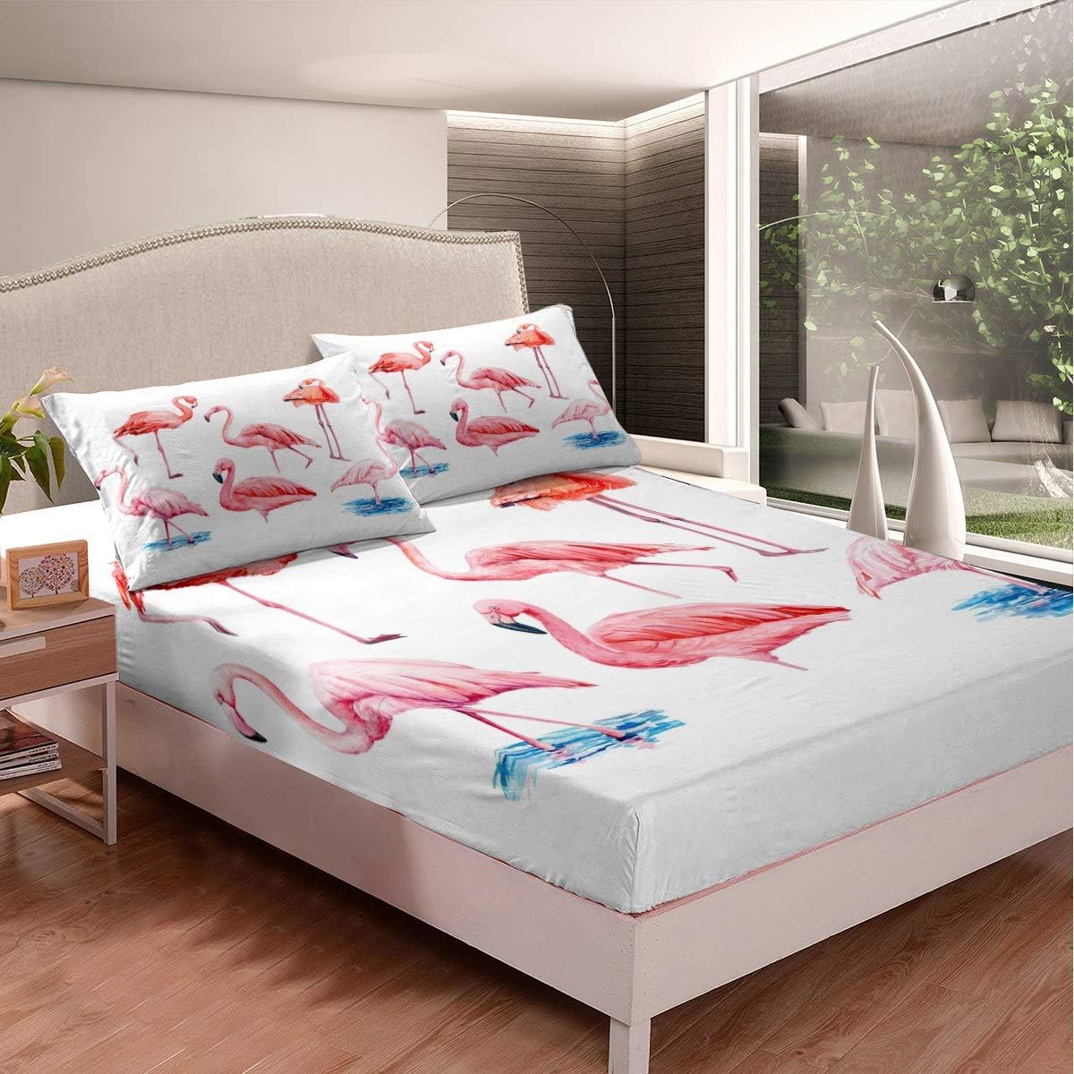 Feelyou Flamingo Flamingo Bed Sheet Set 2Pcs Twin Size